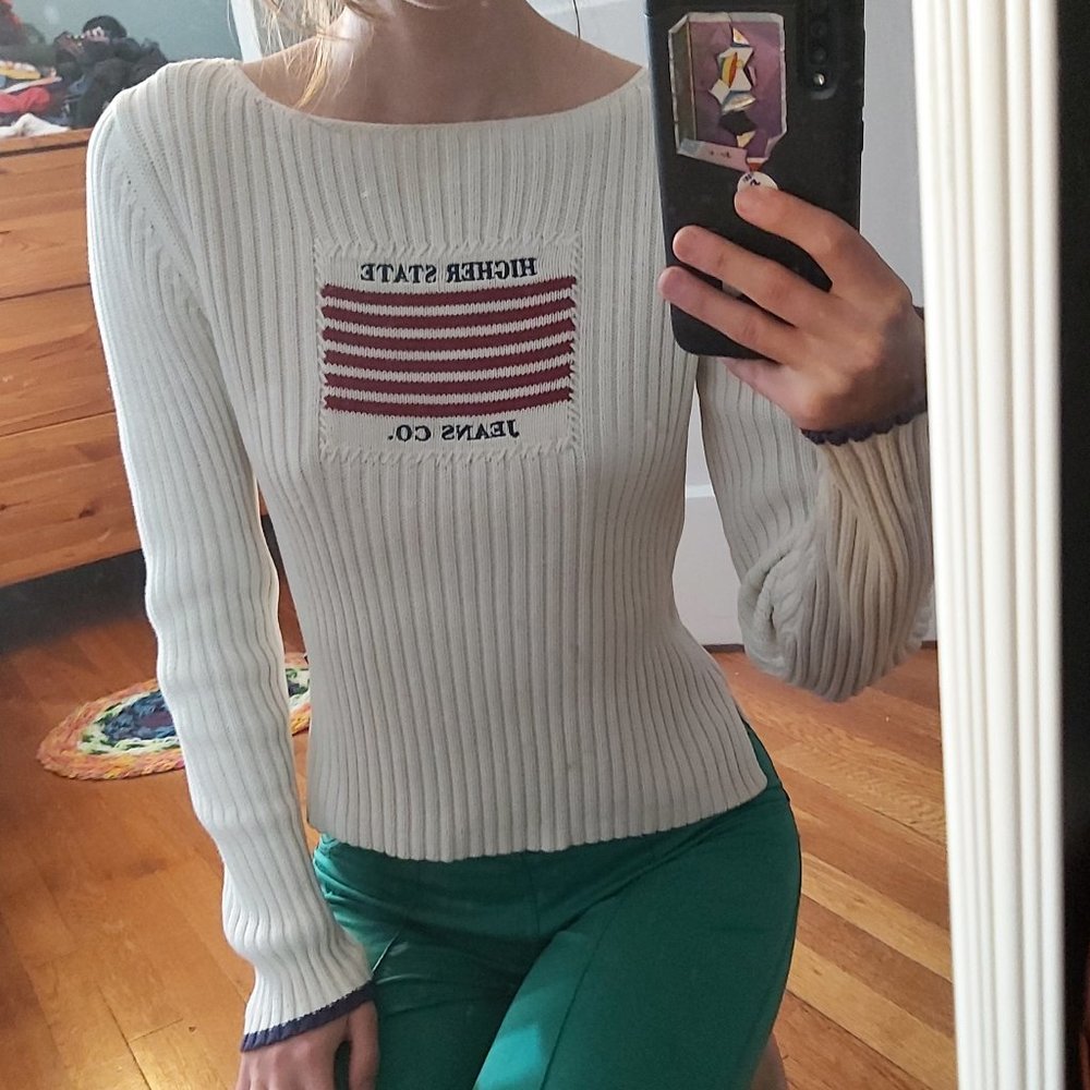Cream Higher State ribbed sweater